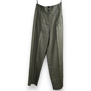 Vintage Jennifer Moore High Waisted Trousers Tan Houndstooth Neutral Wide Leg 80